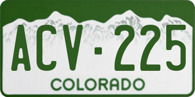 CO license plate ACV225