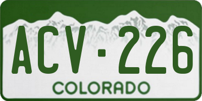 CO license plate ACV226