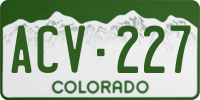 CO license plate ACV227