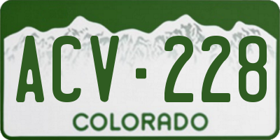 CO license plate ACV228