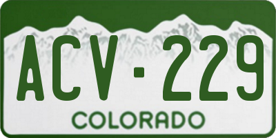 CO license plate ACV229