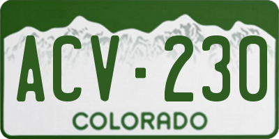 CO license plate ACV230