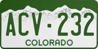 CO license plate ACV232