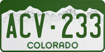 CO license plate ACV233