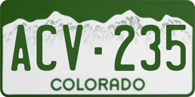 CO license plate ACV235