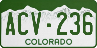 CO license plate ACV236