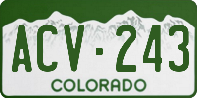 CO license plate ACV243