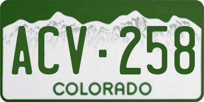 CO license plate ACV258