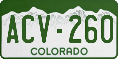 CO license plate ACV260