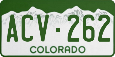CO license plate ACV262