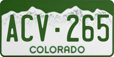 CO license plate ACV265