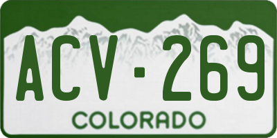 CO license plate ACV269