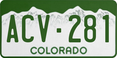 CO license plate ACV281