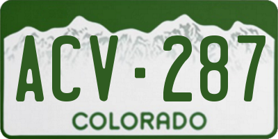 CO license plate ACV287