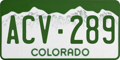 CO license plate ACV289