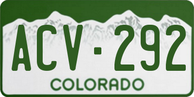 CO license plate ACV292