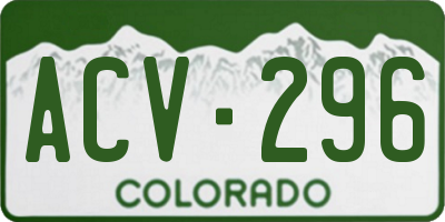 CO license plate ACV296