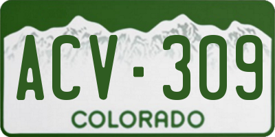 CO license plate ACV309