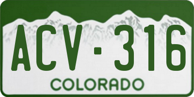 CO license plate ACV316