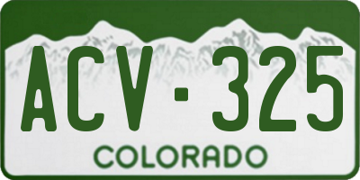 CO license plate ACV325