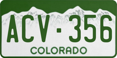CO license plate ACV356