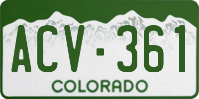 CO license plate ACV361