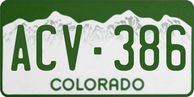 CO license plate ACV386