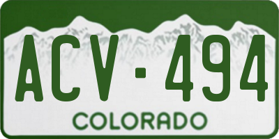 CO license plate ACV494