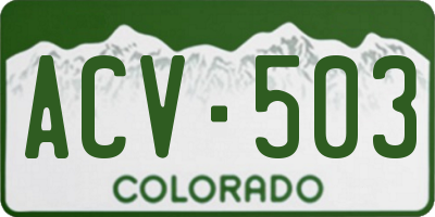 CO license plate ACV503
