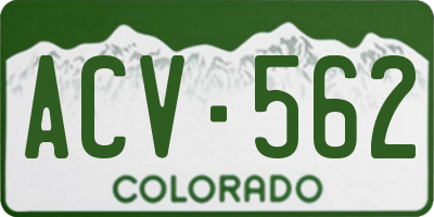 CO license plate ACV562