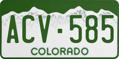 CO license plate ACV585