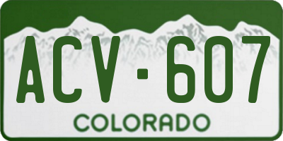CO license plate ACV607