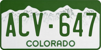 CO license plate ACV647