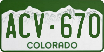 CO license plate ACV670