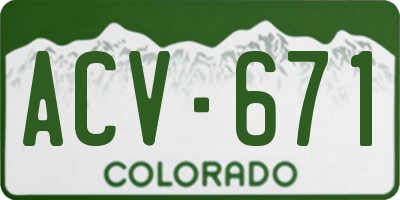CO license plate ACV671