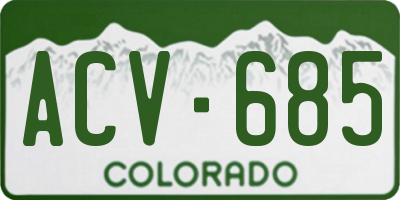 CO license plate ACV685