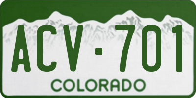 CO license plate ACV701