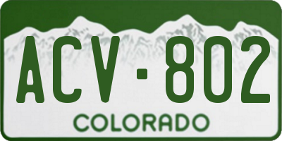 CO license plate ACV802