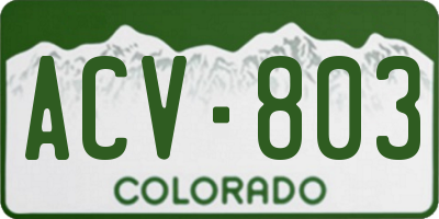 CO license plate ACV803
