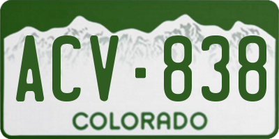 CO license plate ACV838