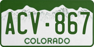 CO license plate ACV867