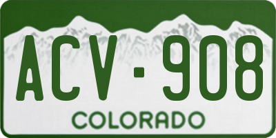 CO license plate ACV908