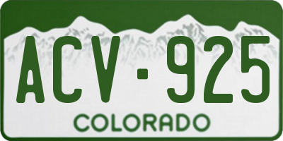CO license plate ACV925