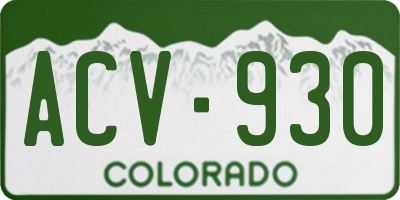 CO license plate ACV930