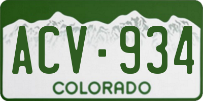 CO license plate ACV934