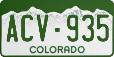CO license plate ACV935