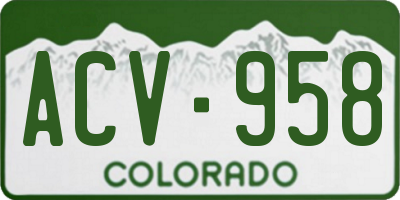 CO license plate ACV958