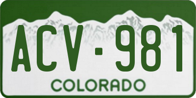 CO license plate ACV981