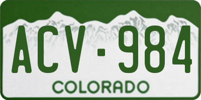 CO license plate ACV984