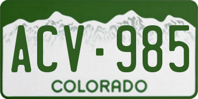 CO license plate ACV985
